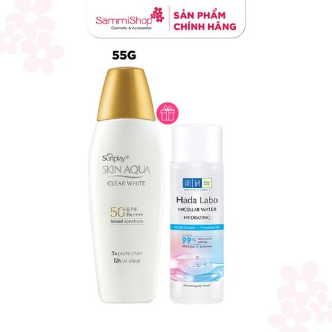 Sunplay Sữa chống nắng Skin Aqua Clear White SPF50+ PA++++ 55g + quà