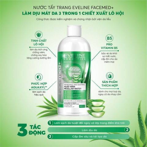 Eveline Nước tẩy trang Facemed+ Aloe Vera Micellar Water 400ml