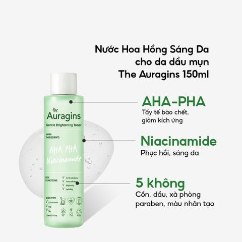 The Auragins Nước hoa hồng Gentle Brightening Toner 150ml