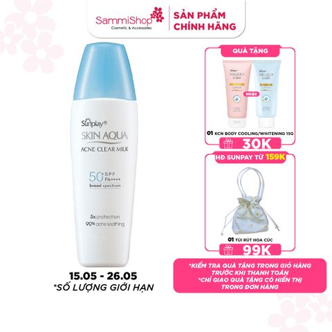 Sunplay Sữa chống nắng  Skin Aqua Acne Clear Milk SPF50+ PA++++ 25g