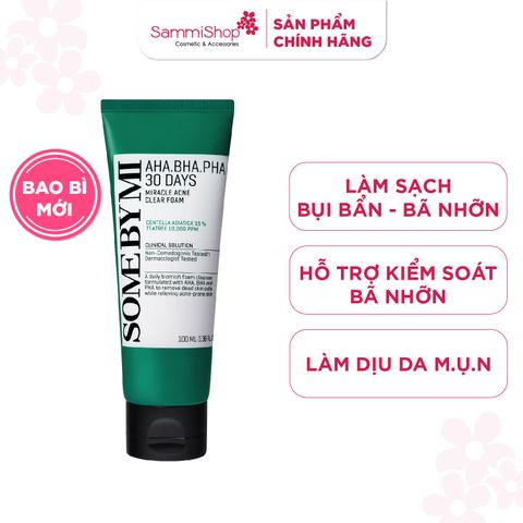 Some By Mi Sữa rửa mặt AHA-BHA-PHA 30 Days Miracle Acne Clear Foam 100ml