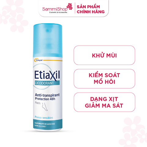 Xịt chân Etiaxil Deodorant anti-transpirant 48h Pieds Peaux Sensibles vaporisateur 100ml