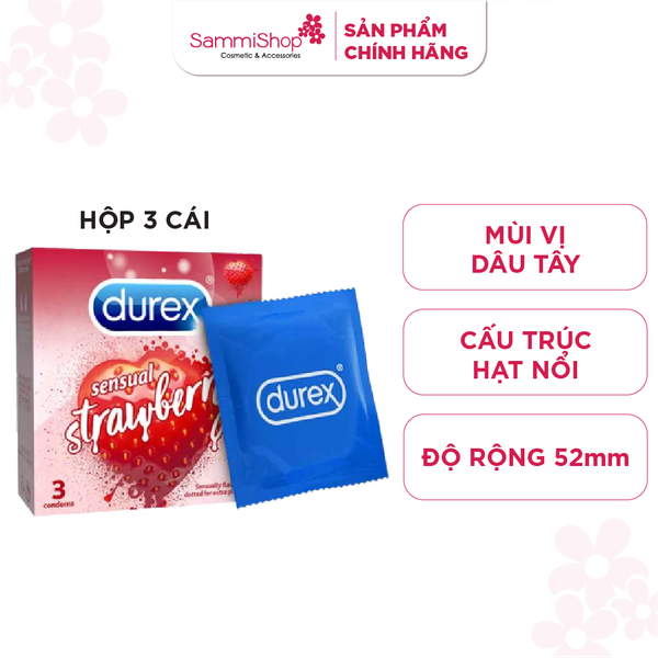 Durex Bao cao su Sensual Strawberry 3s