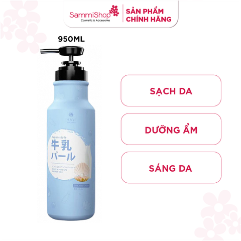 Sữa tắm Hasi Kokeshi dưỡng ẩm và trắng da - Sữa bò & Ngọc trai