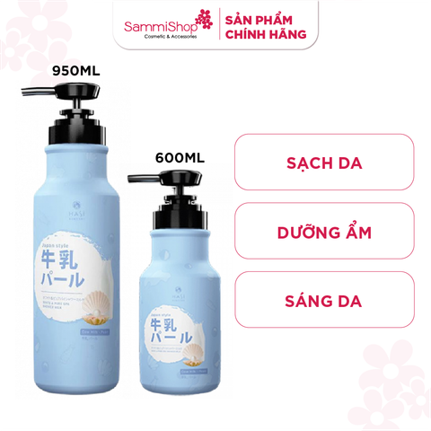 Sữa tắm Hasi Kokeshi dưỡng ẩm và trắng da - Sữa bò & Ngọc trai