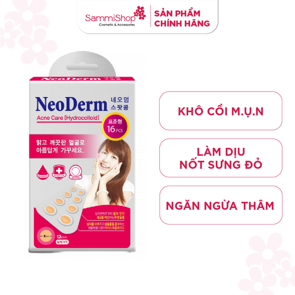 Neoderm Miếng dán mụn Ultra Thin Spot Hydrocolloid làm lành vết thương 12 mm16 pcs