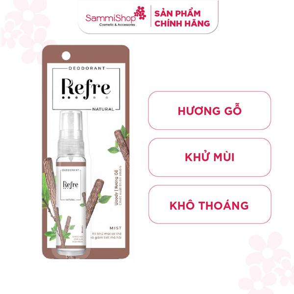 Refre Xịt khử mùi Hương Gỗ Refre Natural Woody 30ml