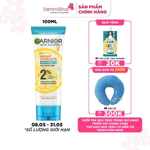 Garnier Sữa rửa mặt Skin naturals Bright complete Anti - Acne Cleansing foam