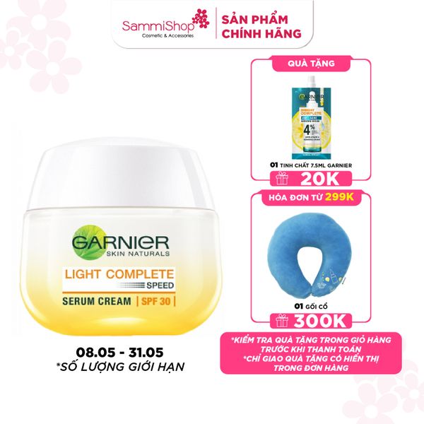 Garnier Kem dưỡng Light Complete Speed Whitening Serum Cream SPF30/PA+++ 50ml