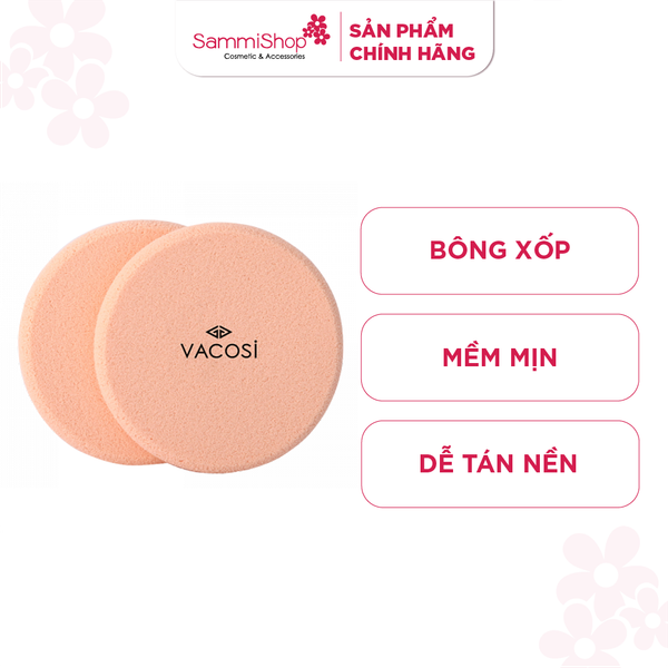 Vacosi Bông phấn ướt tròn nhỏ (Bich 2 miếng)  BP03