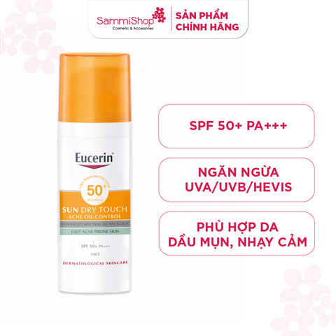 Kem chống nắng giúp giảm nhờn Eucerin Oil Control Gel-Cream Sun Dry Touch SPF50+ 50ml