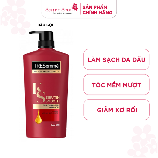 Dầu gội Tresemme Keratin Smooth tinh chất Argan và Keratin vào nếp suôn mượt (640g)