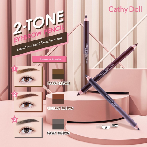 Cathy doll Chì kẻ mày 2 màu trong 1 tone eyebrow pencil 1g+1g