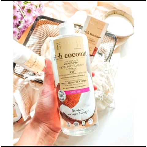 Eveline Nước tẩy trang Rich Coconut Moisturizing Coconut Micellar Water + Toner 500ml