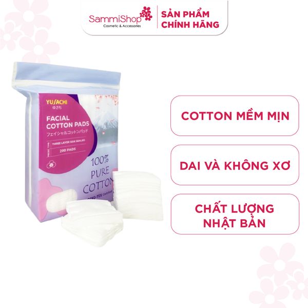 Yusachi Bông tẩy trang Facial Cotton Pads 200 miếng