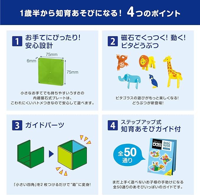 Bộ xếp hình nam châm Pythagoras® từ PEOPLE Nhật Bản - Bộ vườn thú dành cho bé từ 1 tuổi PGS130