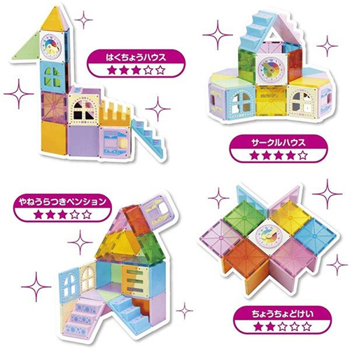 Bộ xếp hình nam châm Pythagoras® từ PEOPLE Nhật Bản - Bộ 38 chi tiết World House Set With Clock PGS128