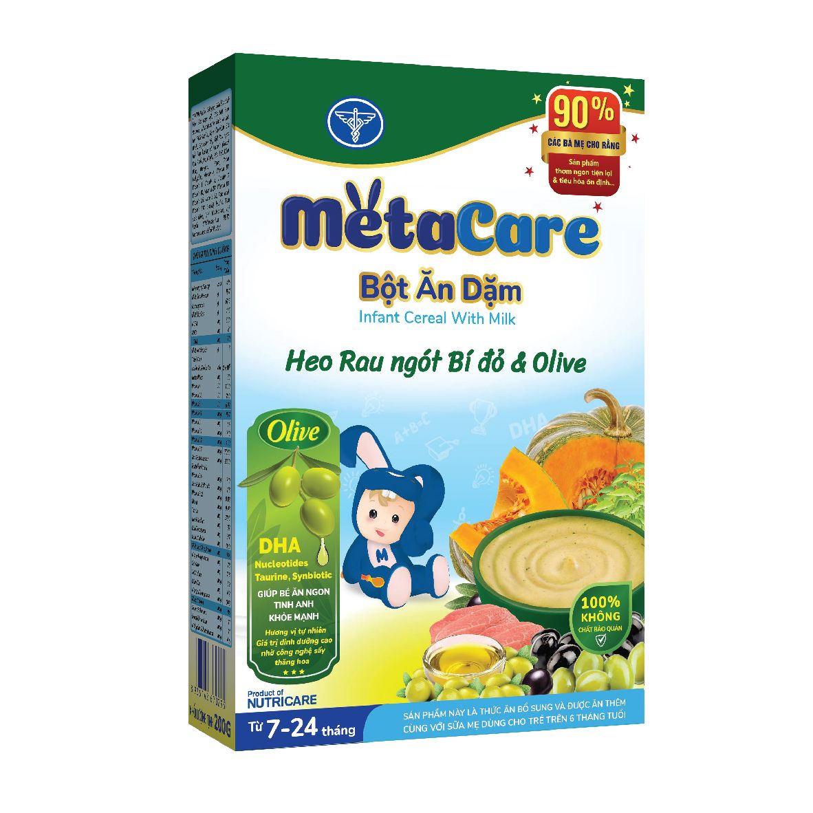  Bột ăn dặm Metacare heo rau ngót bí đỏ & Olive 