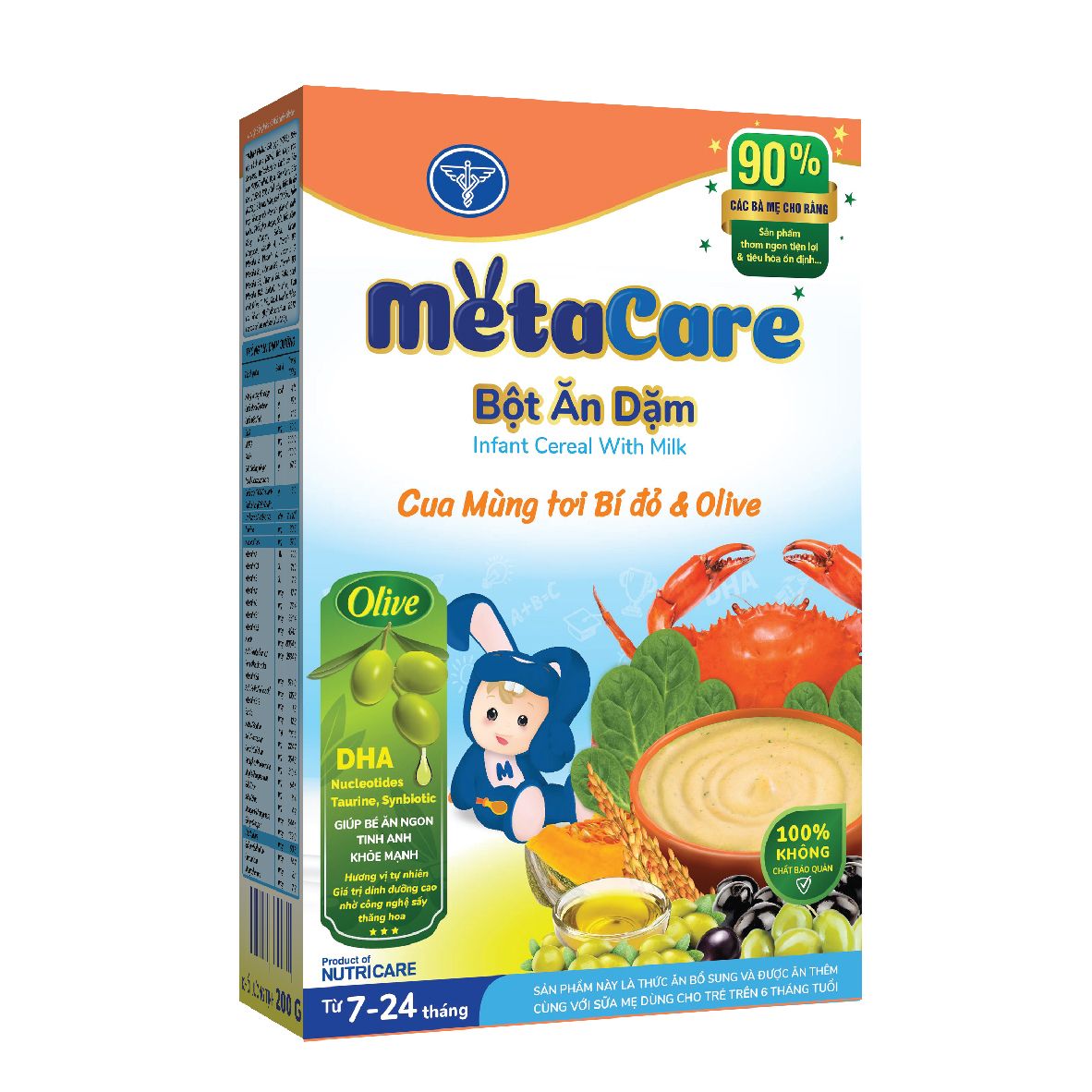 Bột ăn dặm Metacare Cua Mùng Tơi Bí Đỏ & Olive