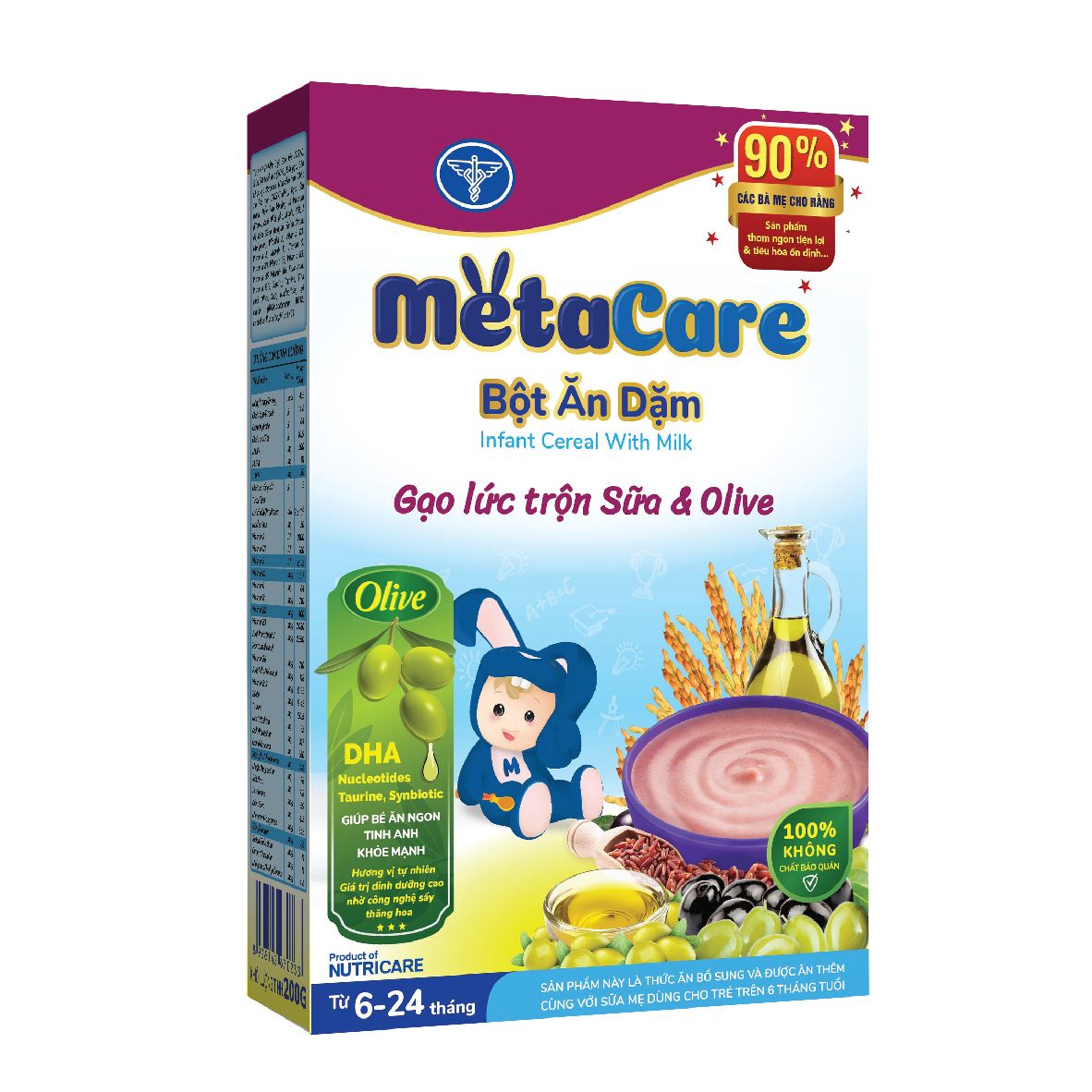  Bột ăn dặm Metacare gạo lức trộn sữa & Olive 