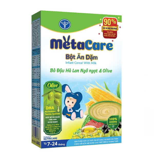  Bột ăn dặm Metacare bò đậu hà lan ngô ngọt & Olive 