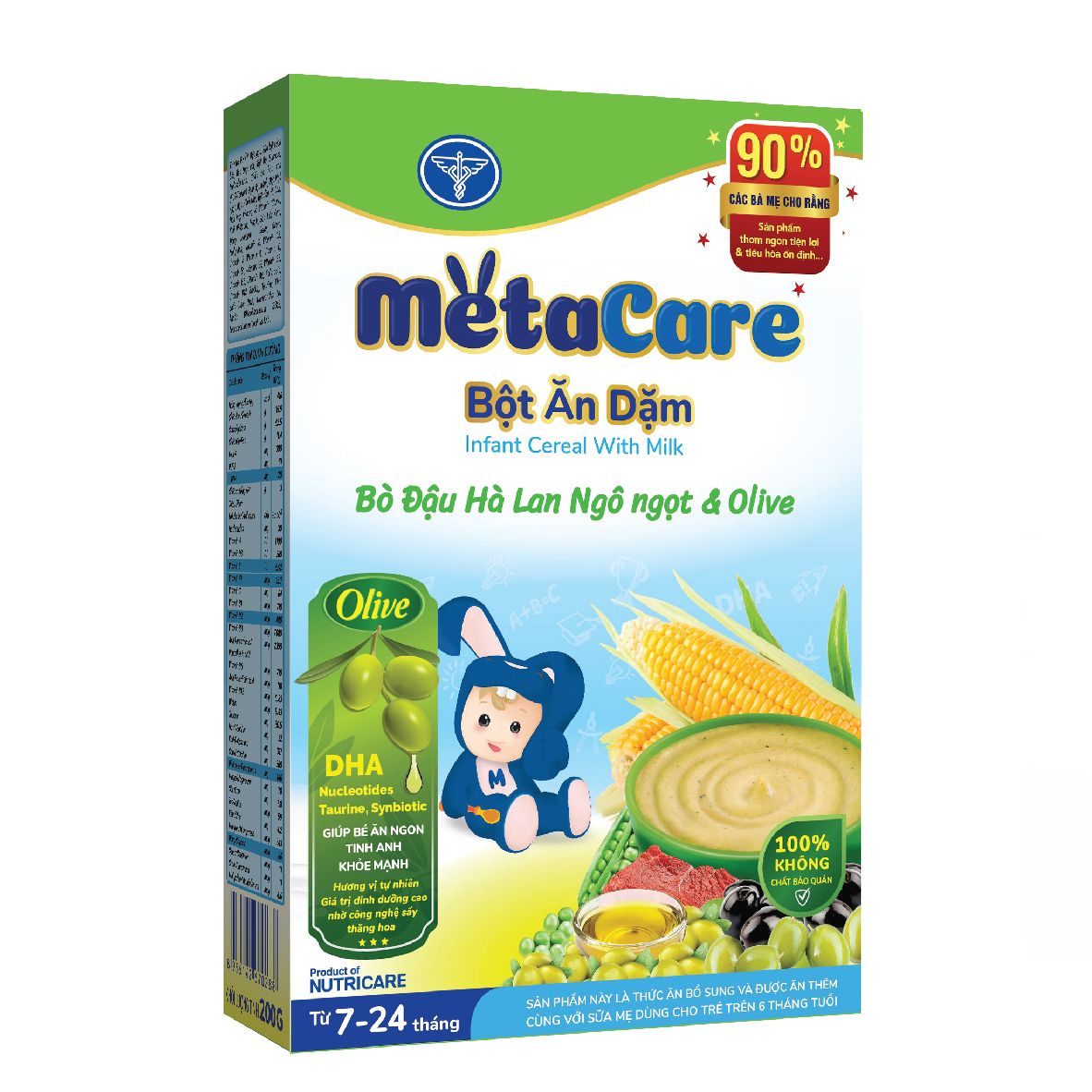  Bột ăn dặm Metacare bò đậu hà lan ngô ngọt & Olive 