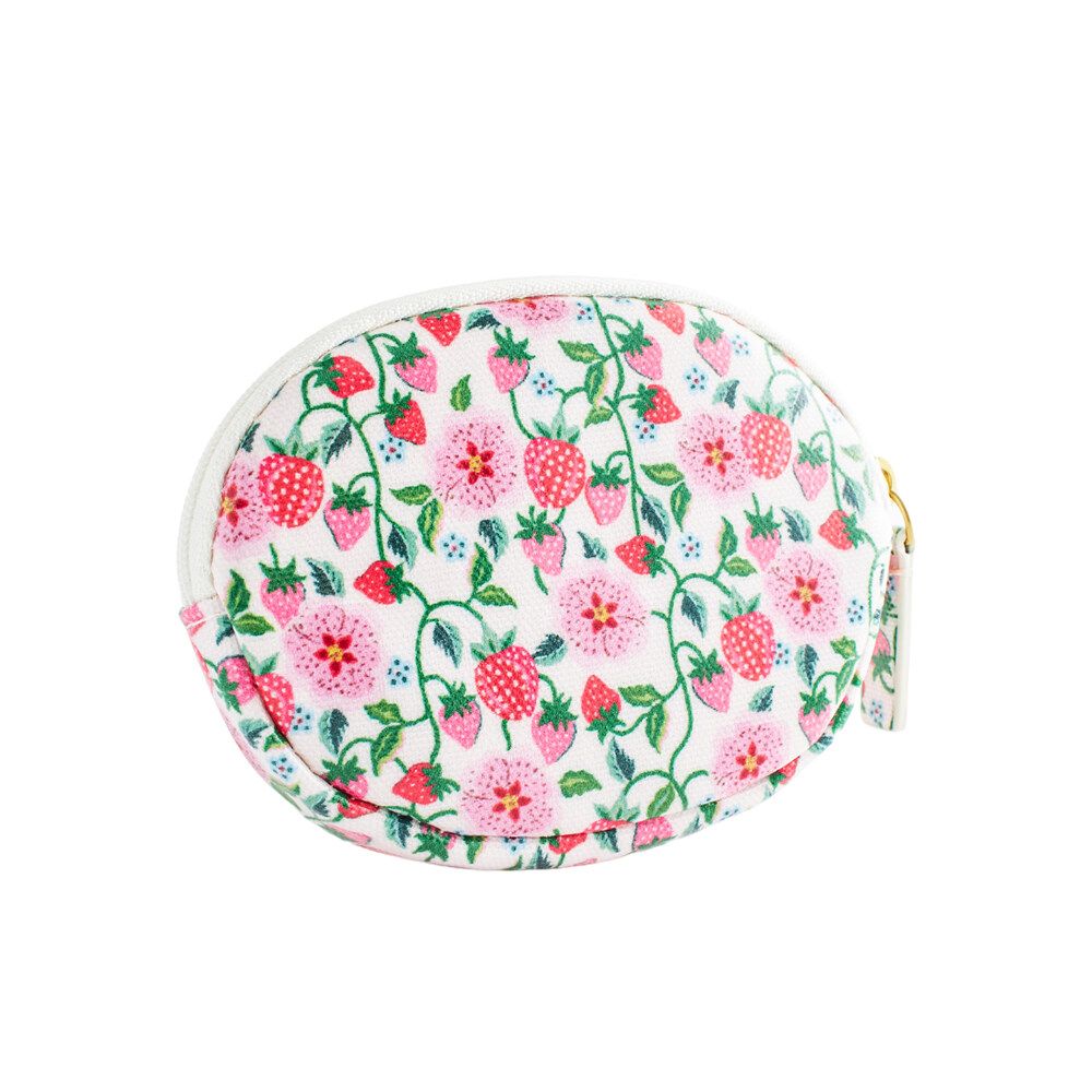 Ví nhỏ/Oval Coin Purse - Stawberry Ditsy - Ecru