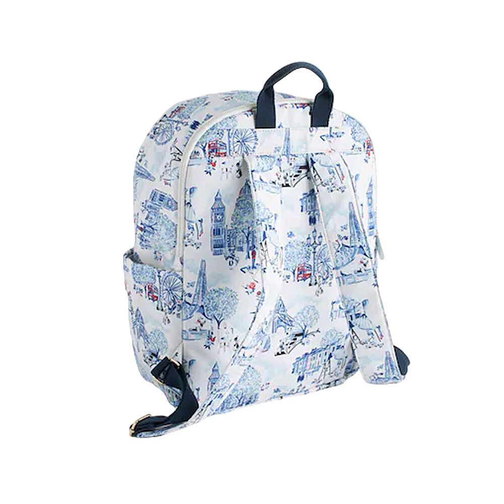 Ba lô đi học/đi làm/Compact Backpack - London Toile - Xanh và Trắng