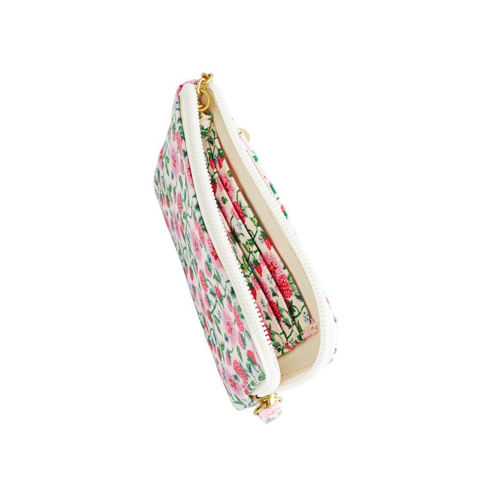 Ví ngắn/Card & Coin Purse - Stawberry Ditsy - Ecru