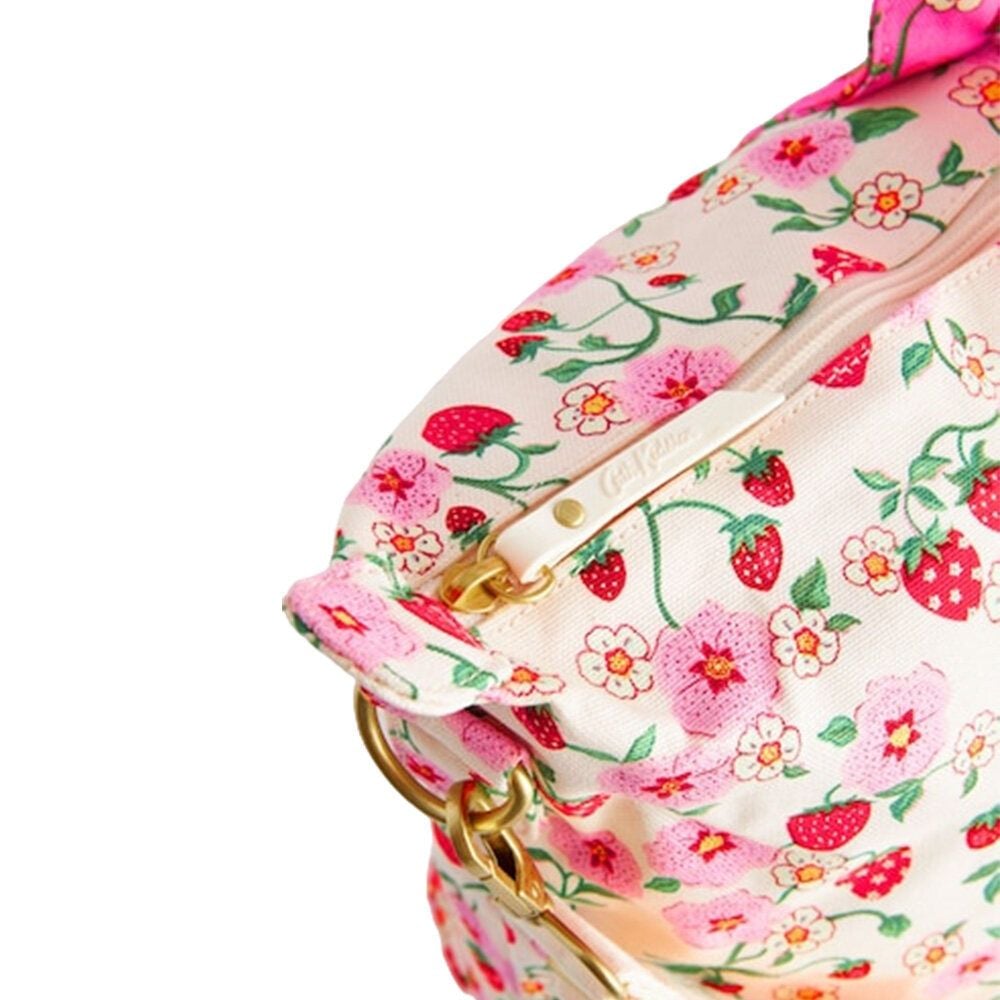 Túi du lịch xếp gọn/Foldaway Overnight Bag - Strawberry small - Ecru