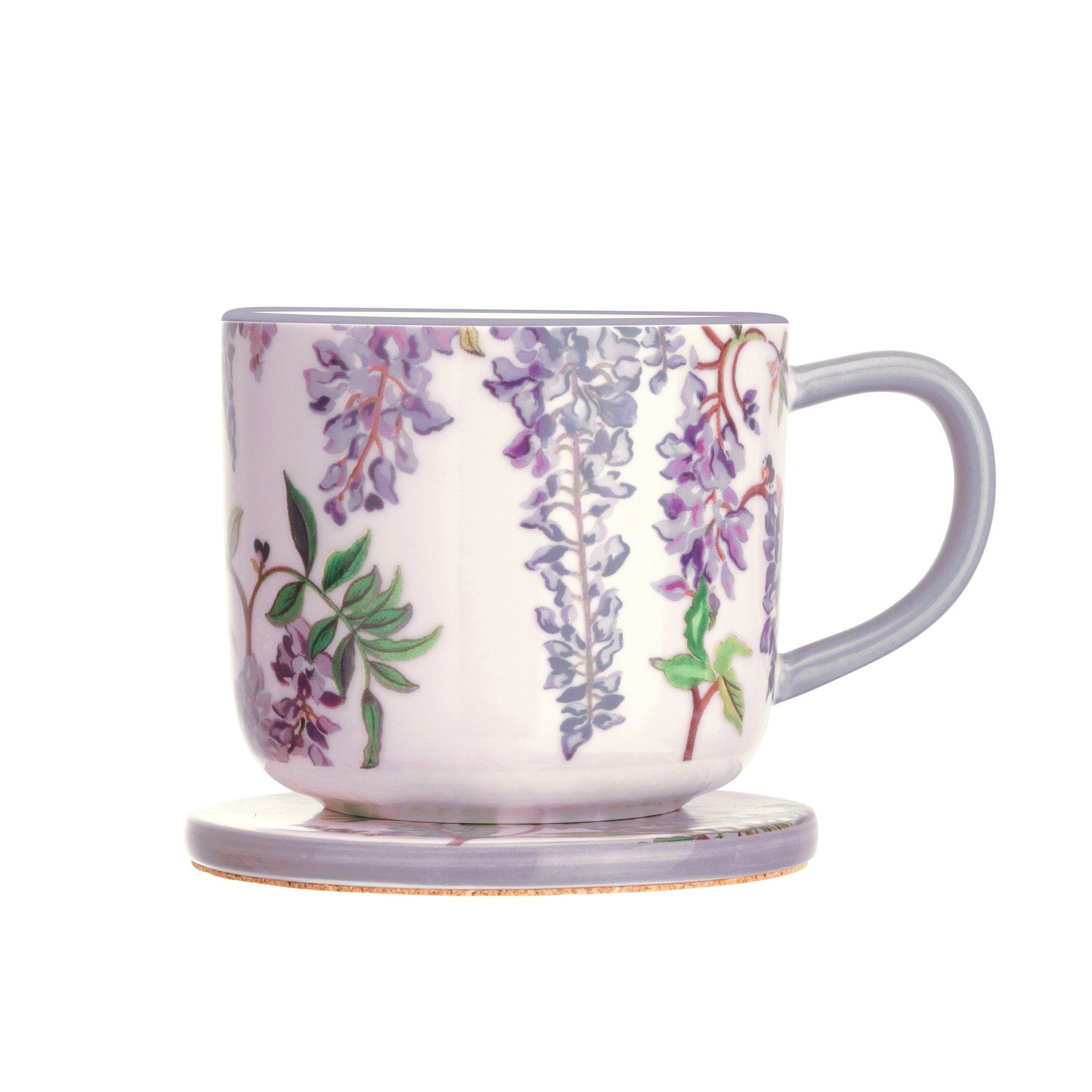  Ly/Mugs - Wisteria Ceramic Mug & Coaster Set - Multi 