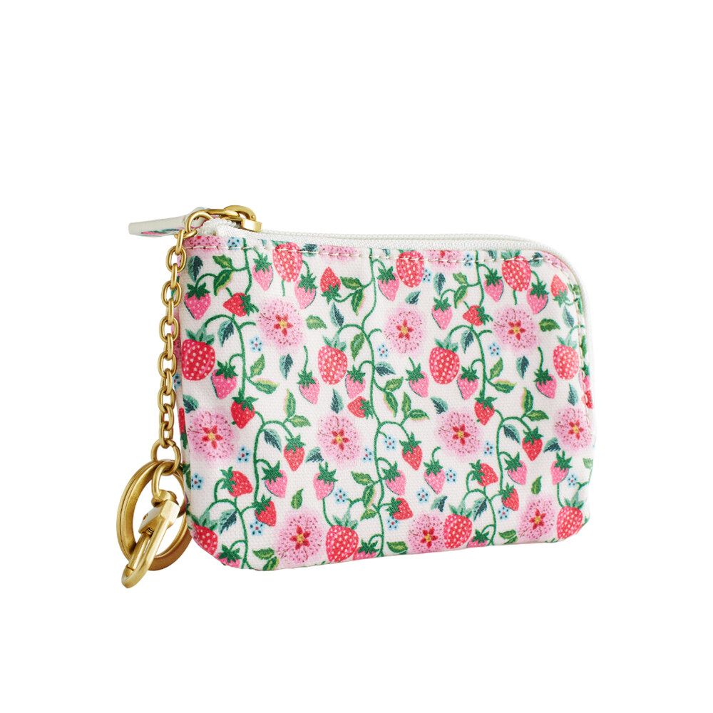 Ví ngắn/Card & Coin Purse - Stawberry Ditsy - Ecru