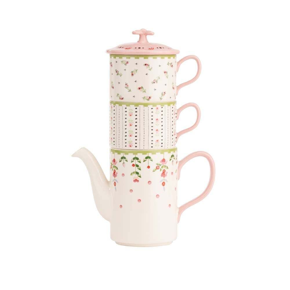 Bộ ấm trà và 2 ly/China Range - Spring Birds - Cream - CKSPTEAFORTWO