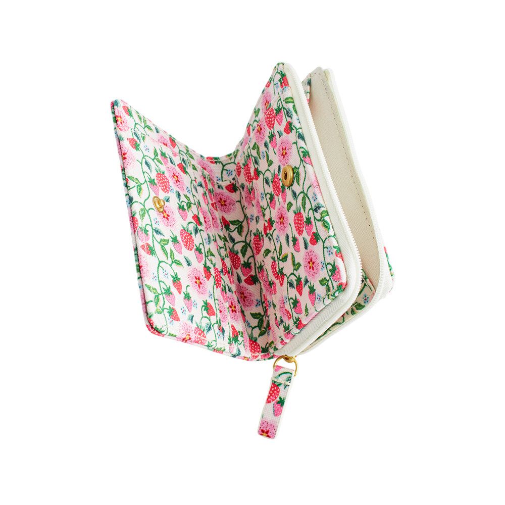 Ví ngắn/Slim Pocket Purse - Stawberry Ditsy - Ecru