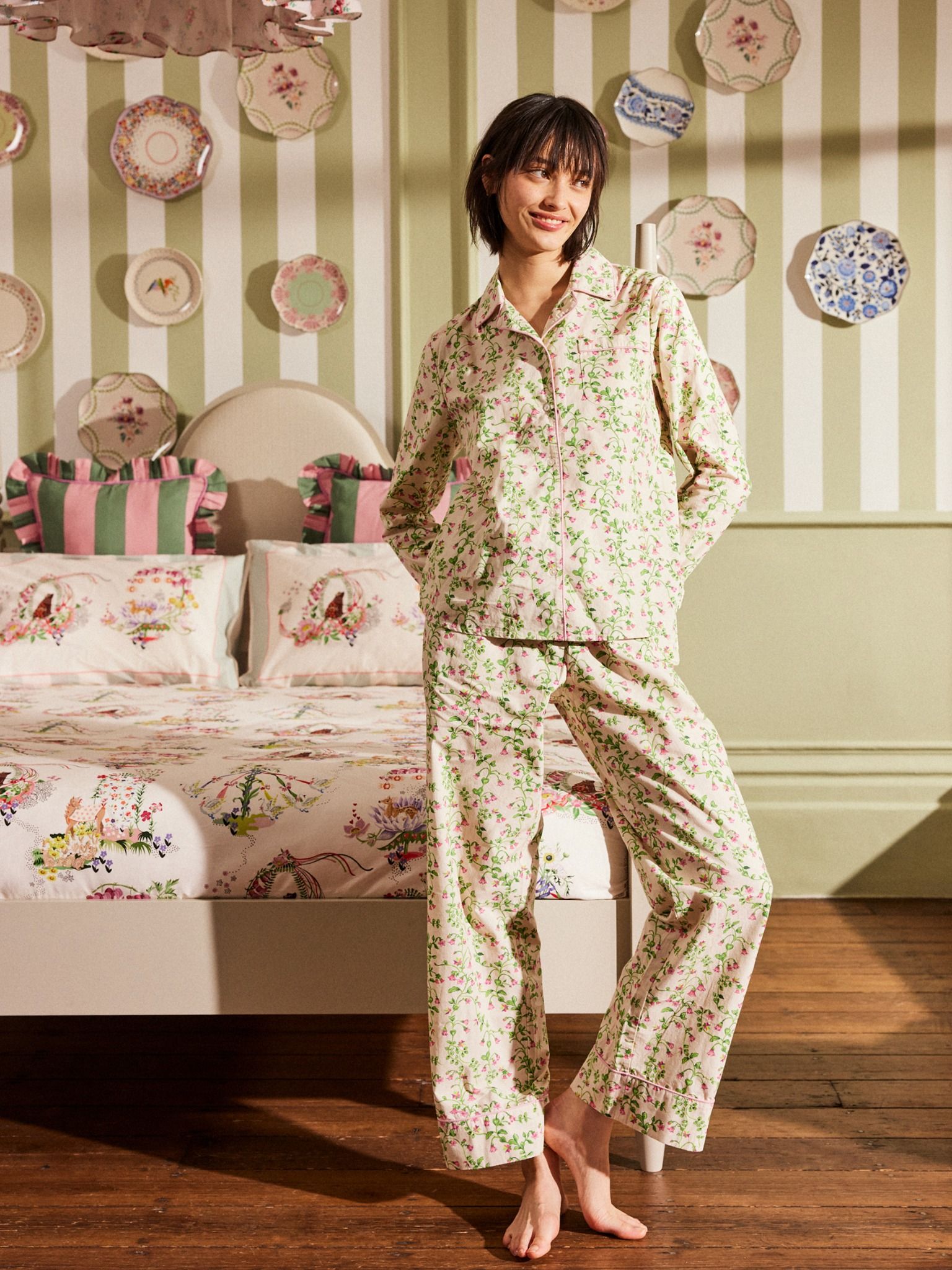 Đồ bộ Pijama/Womens PJ - Twin Flowers - Xanh