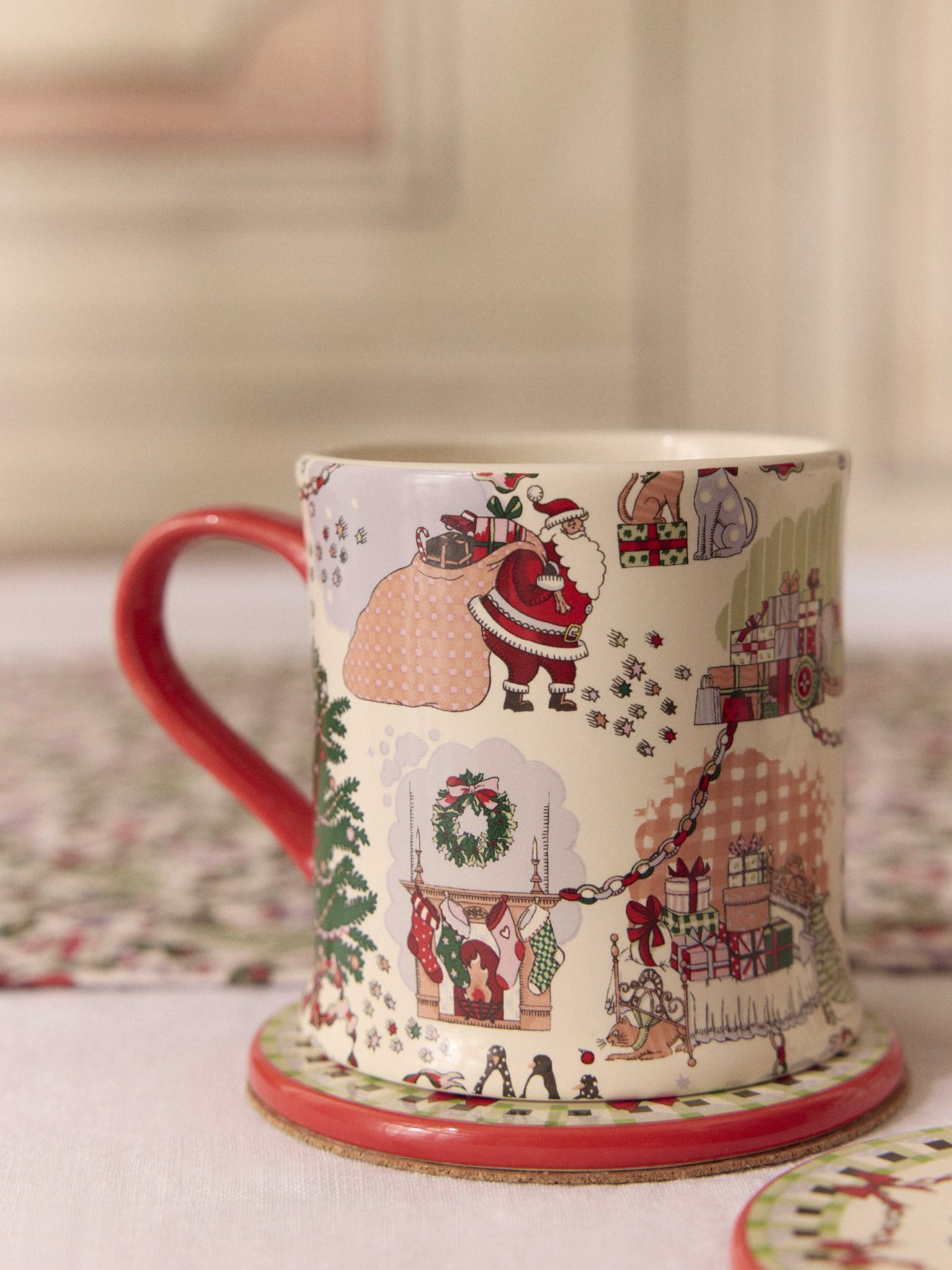Ly/Mug & Coaster Set - Christmas Ditsy