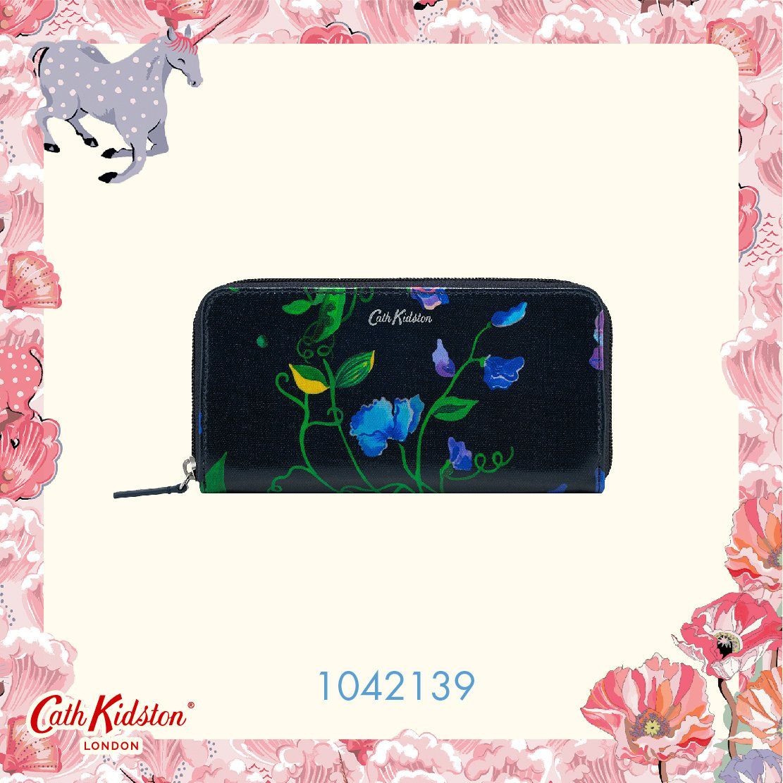 Ví nữ dài/Continental Zip Wallet - Sweet Pea - Navy