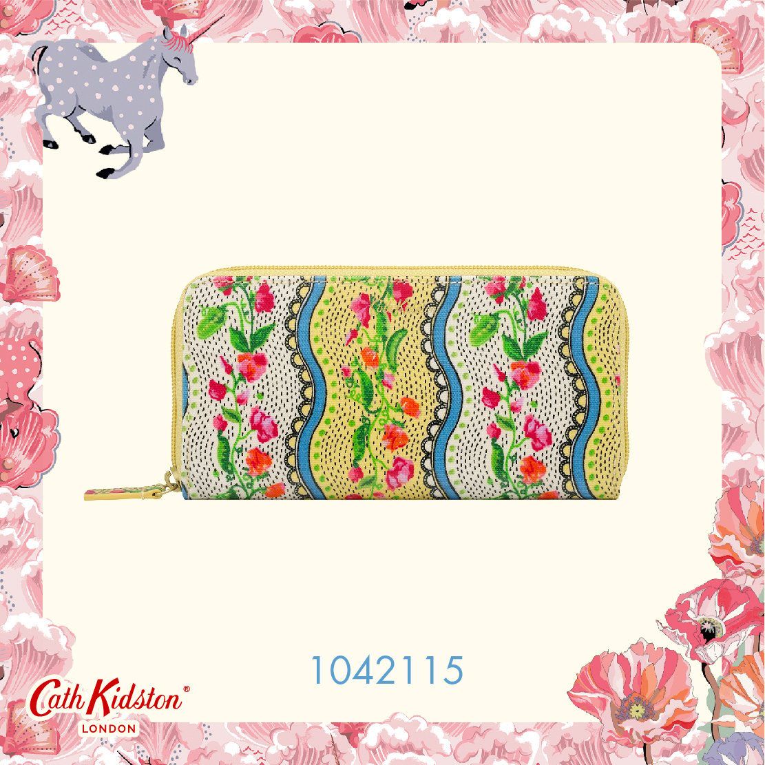 Ví nữ dài/Continental Zip Wallet - Sweet Pea Stripe Small - Yellow