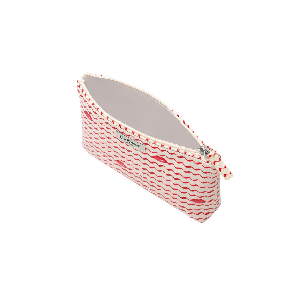 Túi đựng mỹ phẩm/Zip Cosmetic Bag - Kisses - Cream/Red