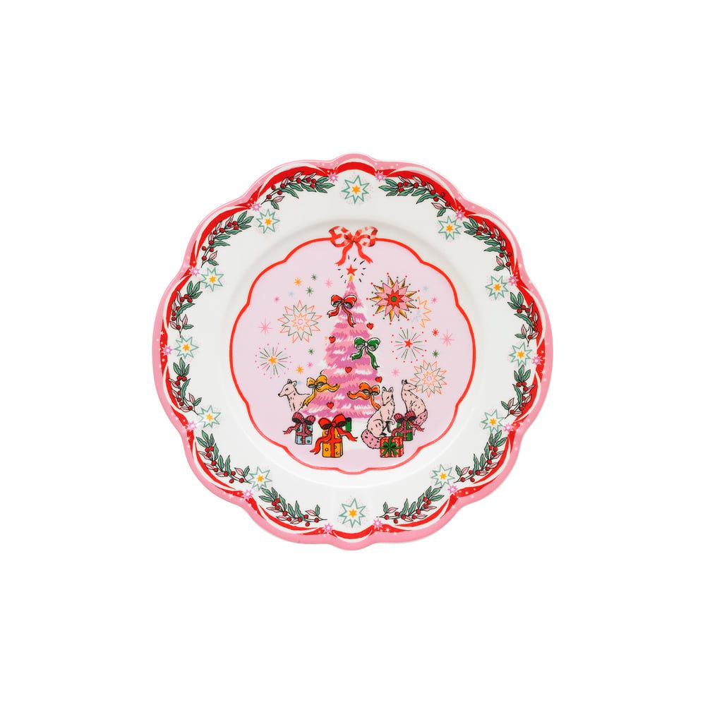 Dĩa/Scallop Side Plate - Christmas - Cream