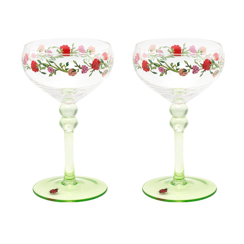 Bộ 2 ly/Set of 2 Coupe Glasses - Roses and Beetle - 1084733