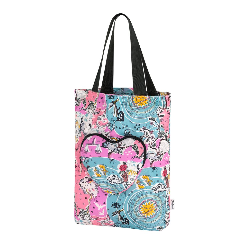 Túi đeo vai xếp gọn/Foldaway Heart Tote - Celestial - Pink/Mint
