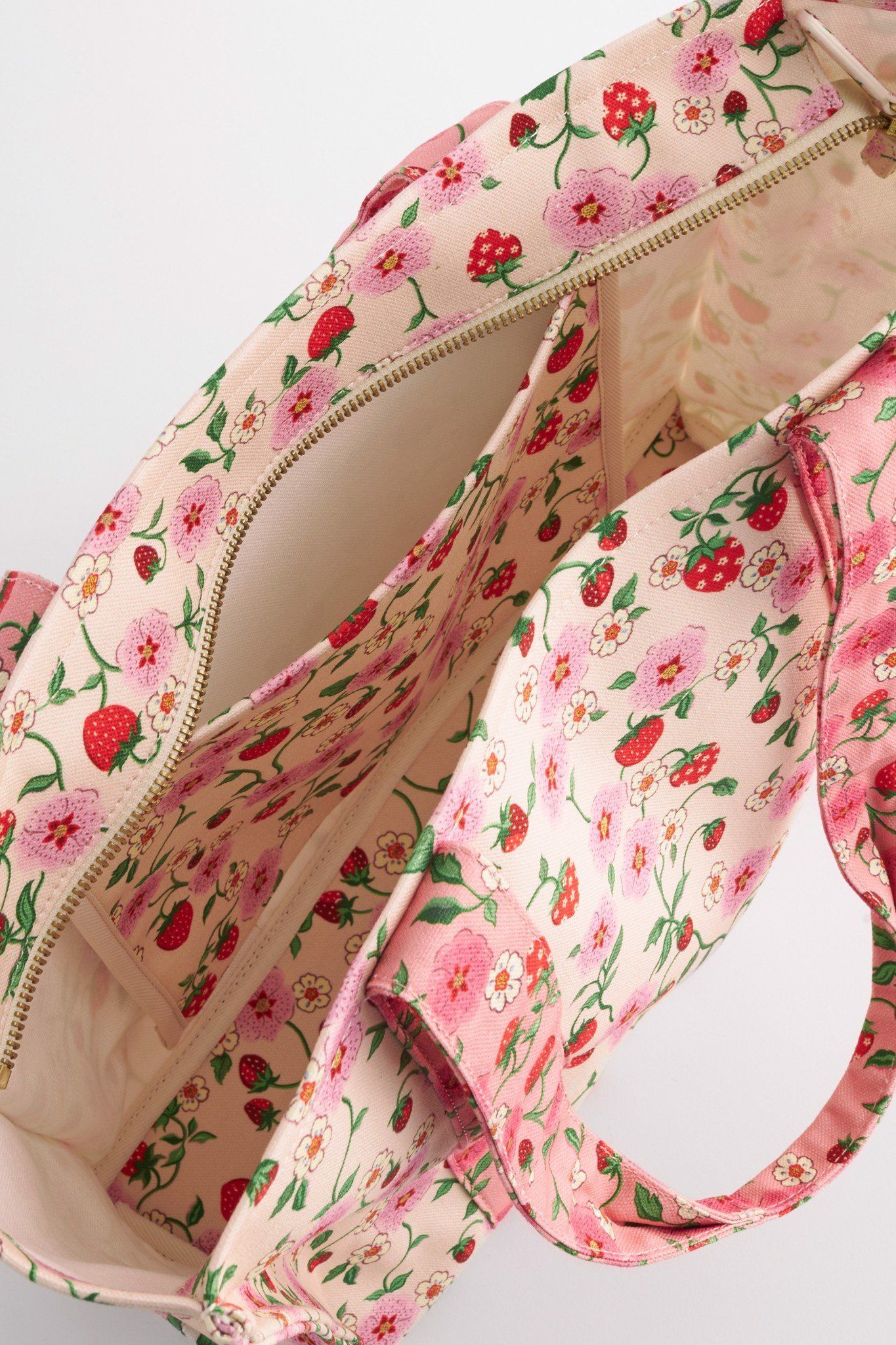 Túi đeo vai/Large Bonded Tote - Strawberry Small - Ecru