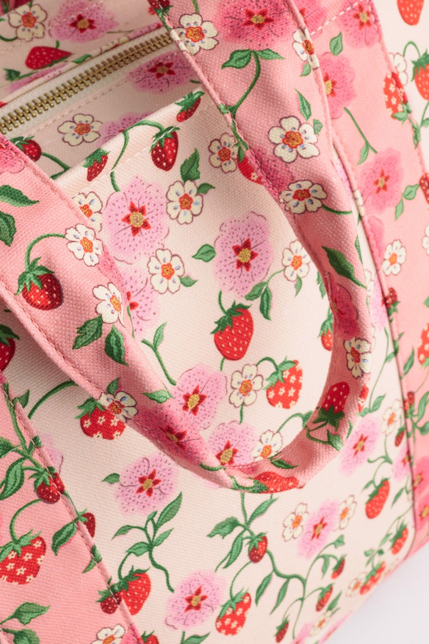 Túi đeo vai/Large Bonded Tote - Strawberry Small - Ecru