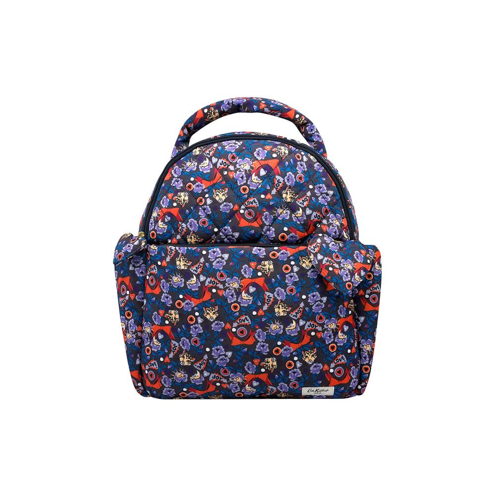  Cath Kidston - Ba lô đi học/đi làm/ du lịch/Recycled Rose Heart Backpack - Pinball Ditsy - Purple 