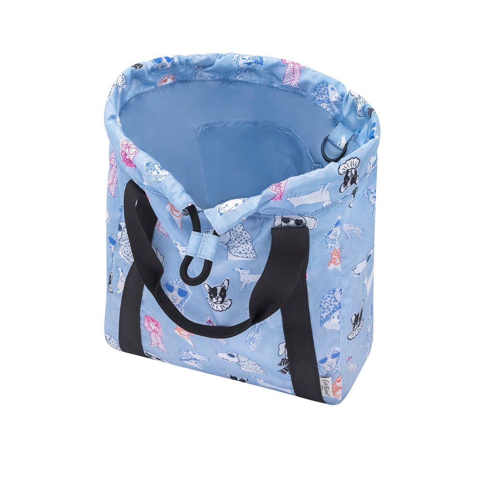 Túi dây rút gấp gọn/Foldaway Drawstring Backpack Glamorous Dogs - Blue - 1089219