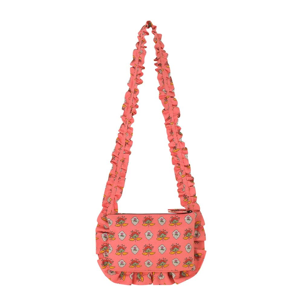  Cath Kidston - Túi đeo chéo/Organic Cotton Ruffle Cross Body - Stamp Paisley - Pink 