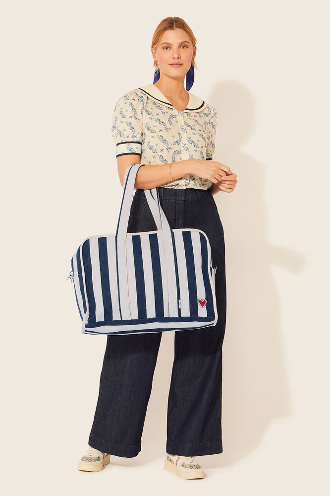  Túi du lịch xếp gọn/Woven Stripe Travel Bag - Hand Drawn Candy Stripe 