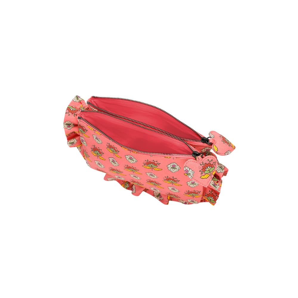 Cath Kidston - Túi đeo chéo/Organic Cotton Ruffle Cross Body - Stamp Paisley - Pink