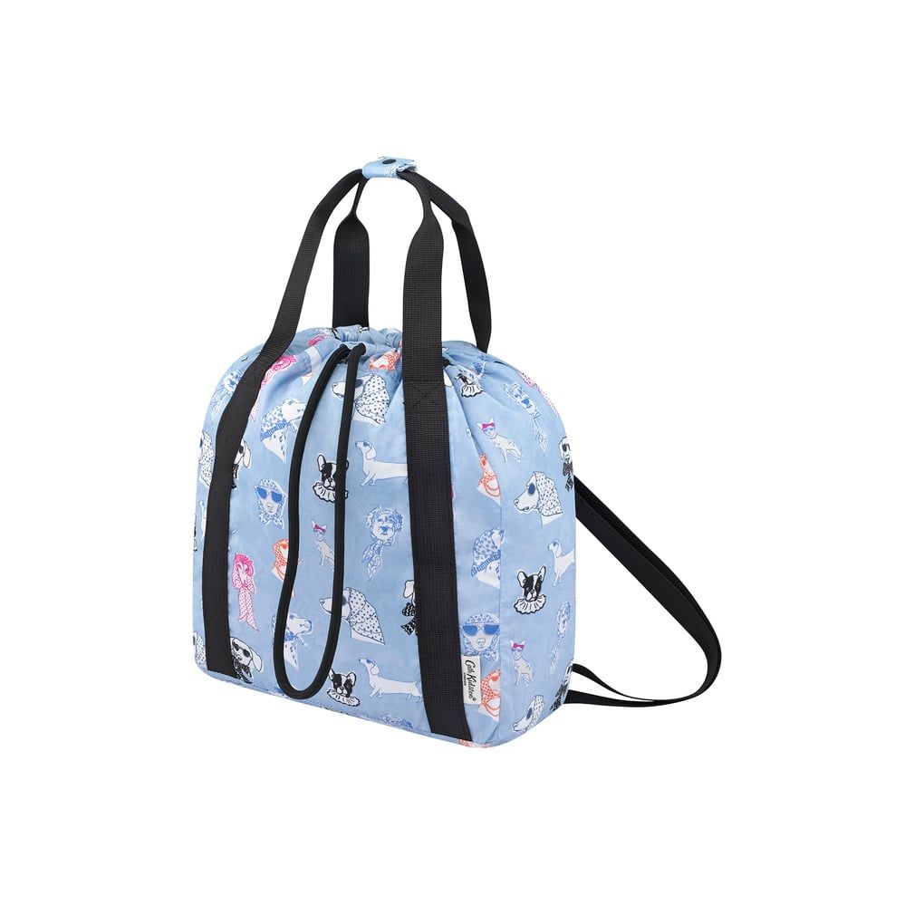 Túi dây rút gấp gọn/Foldaway Drawstring Backpack Glamorous Dogs - Blue - 1089219